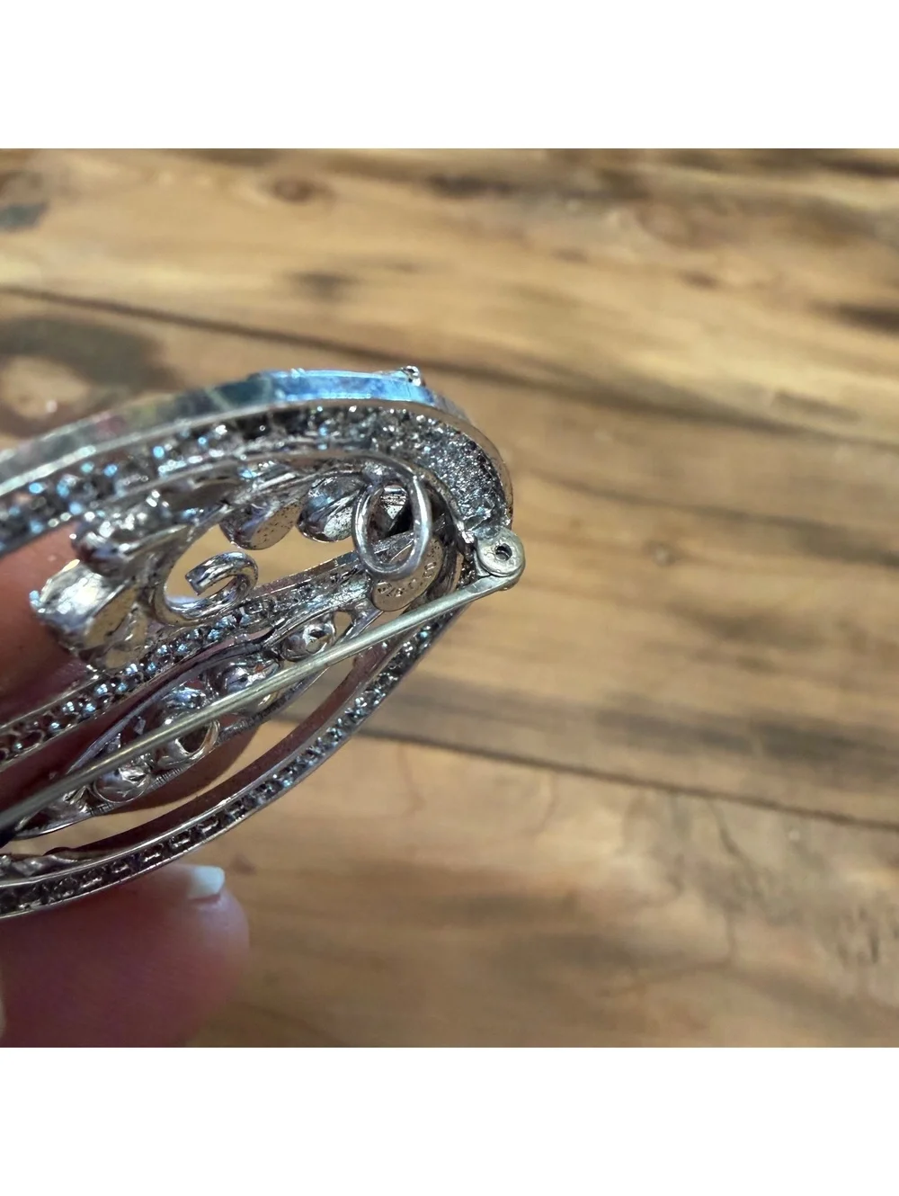 Sterling Silver rhodium plated rhinestone brooch vintage 50s/60s
